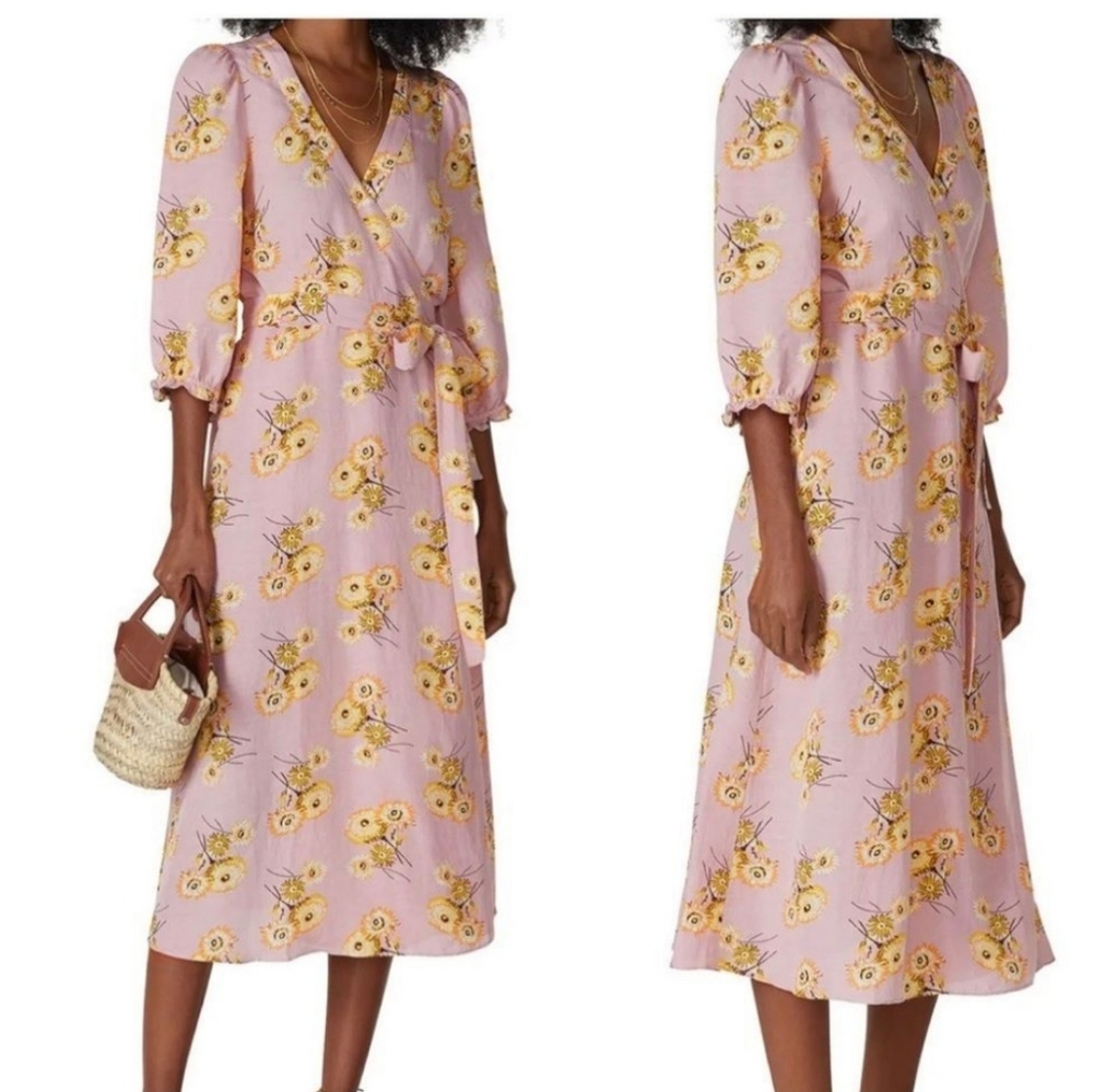 Madewell Wrap Dress with Yellow Floral Print